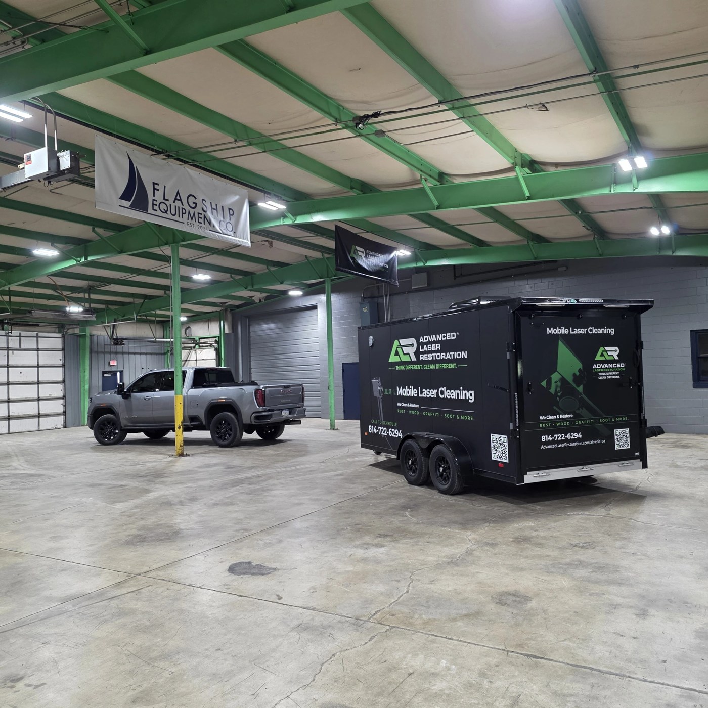 ALR mobile laser cleaning trailer at Flagship Equipment in Erie, PA
