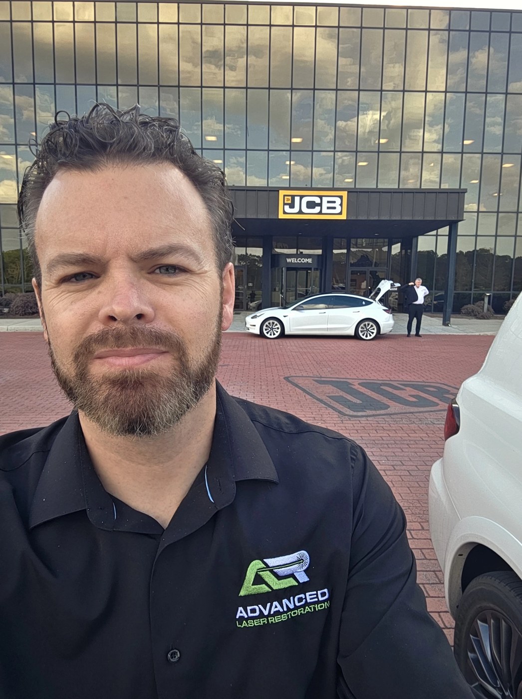 Advanced Laser Restoration representative on-site at JCB